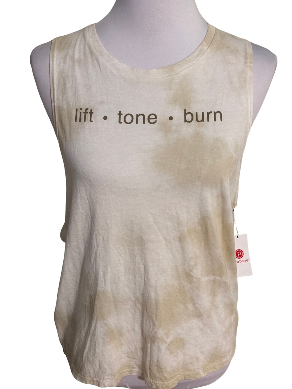 Pure Barre Beige Tie Dye Muscle Tank Large